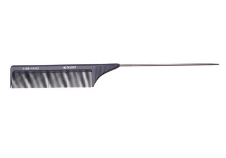 Расчёска рабочая DEWAL NANO с металлическим хвостиком антистатик чёрная 21.5 см
